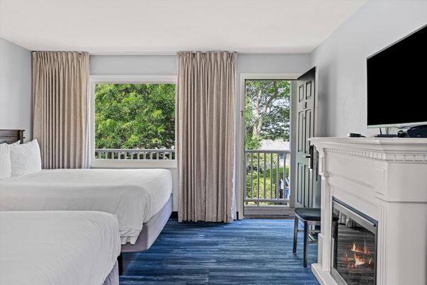 Bedroom, Fireplace, Interior, Wood Texture Flooring