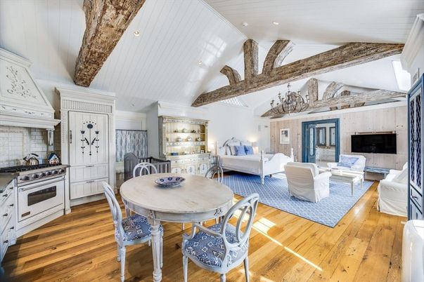 Bedroom, Dining room, Fireplace, Interior, Kitchen, Living room, Recessed Lighting, Stainless Steel Appliances, Wooden Beams, Wood Texture Flooring