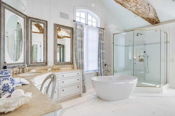 Bathroom, Dual Sink Vanities, Free Standing Baths, Glass Shower, Interior, Recessed Lighting