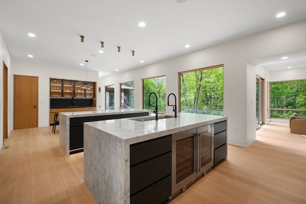 Interior, Kitchen, Pendant Lights, Recessed Lighting, Wood Texture Flooring