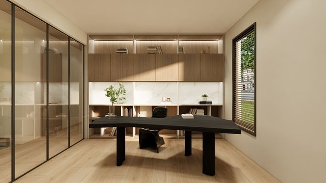 Home Office, Interior, Wood Texture Flooring