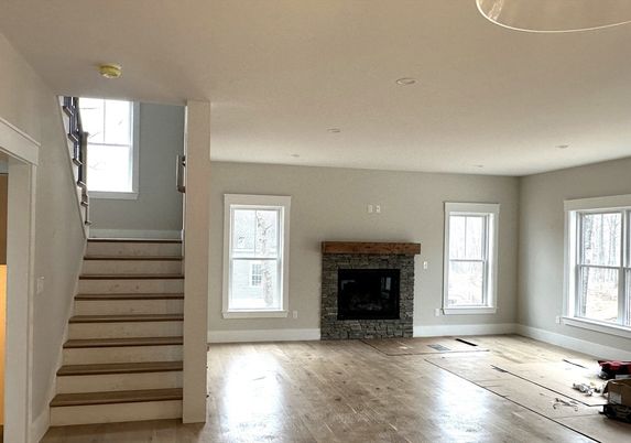 Fireplace, Interior, Recessed Lighting, Wood Texture Flooring