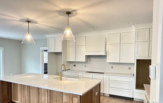 Interior, Kitchen, Pendant Lights, Recessed Lighting, Wood Texture Flooring