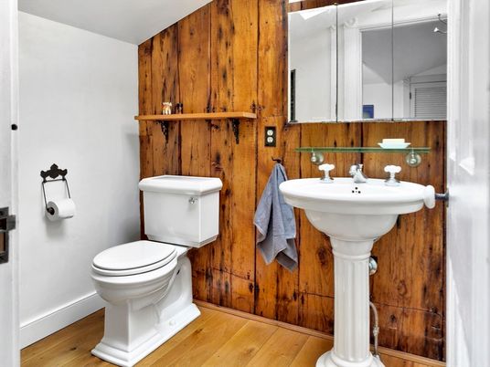 Bathroom, Interior, Wood Texture Flooring, Wooden Walls