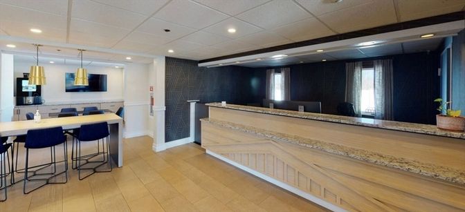 Dining room, Interior, Pendant Lights, Recessed Lighting, Wood Texture Flooring