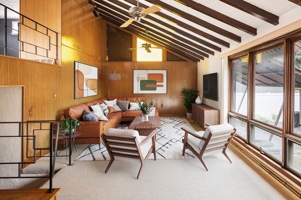 Interior, Living room, Wooden Beams, Wooden Walls