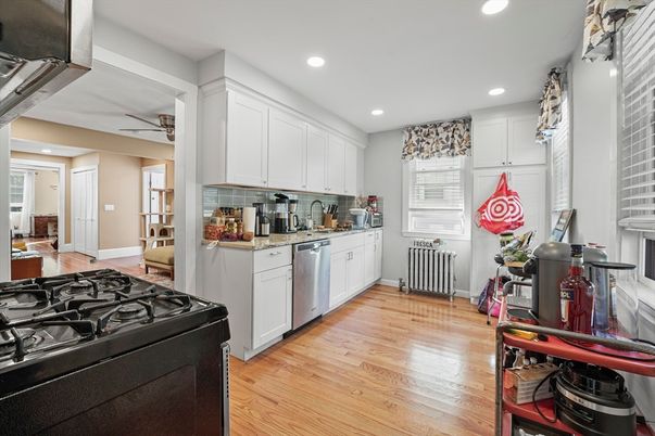 Interior, Kitchen, Recessed Lighting, Wood Texture Flooring