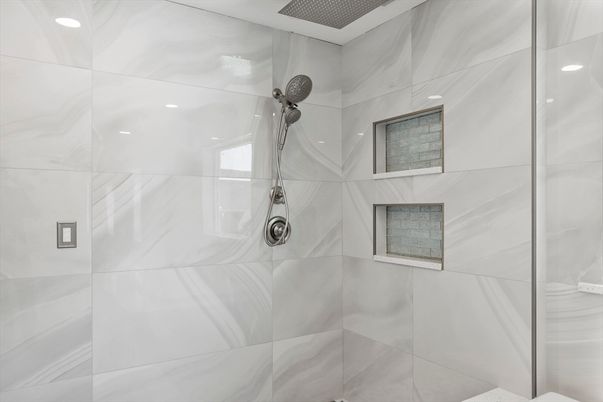 Bathroom, Glass Shower, Interior, Recessed Lighting