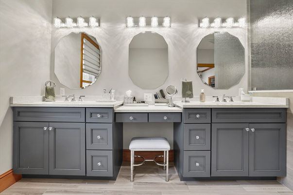 Bathroom, Dual Sink Vanities, Interior, Wood Texture Flooring