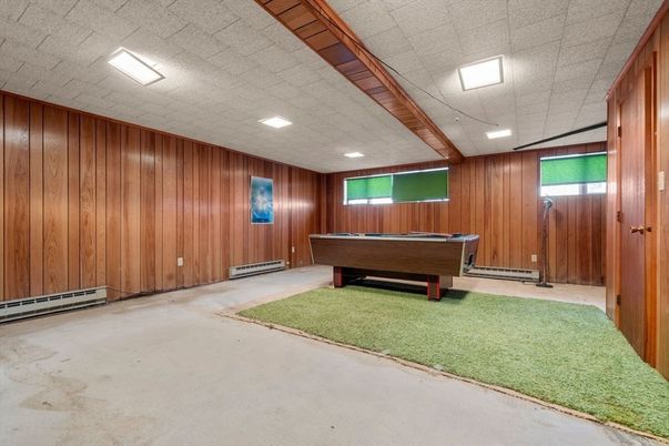 Billiard Table, Game Room, Interior, Recessed Lighting, Wooden Walls