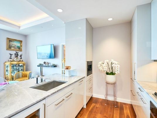Interior, Kitchen, Recessed Lighting, Wood Texture Flooring
