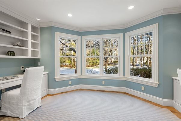Home Office, Interior, Recessed Lighting, Wood Texture Flooring