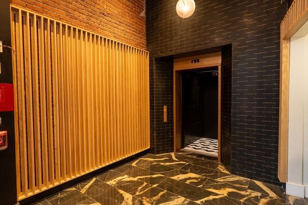 Elevator, Interior, Stone Walls