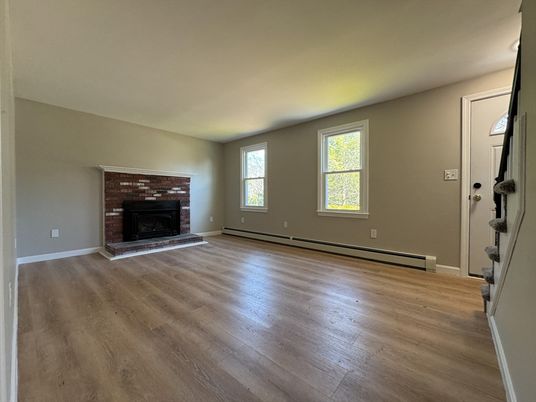 Empty room, Fireplace, Interior, Wood Texture Flooring