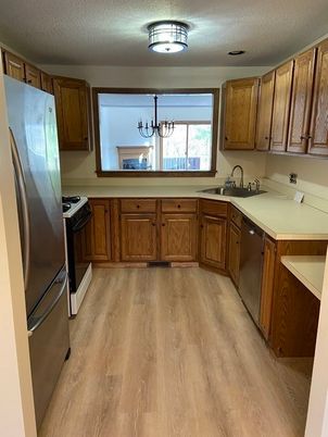 Interior, Kitchen, Stainless Steel Appliances, Wood Texture Flooring