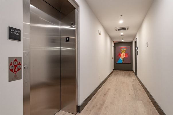 Elevator, Interior, Recessed Lighting, Wood Texture Flooring