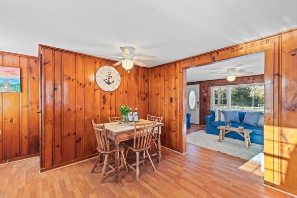 Dining room, Interior, Wood Texture Flooring, Wooden Walls