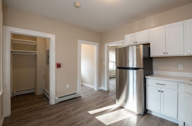 Interior, Kitchen, Stainless Steel Appliances, Wood Texture Flooring