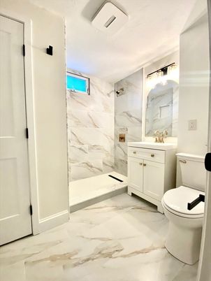 Bathroom, Glass Shower, Interior, Marble, Marble Walls