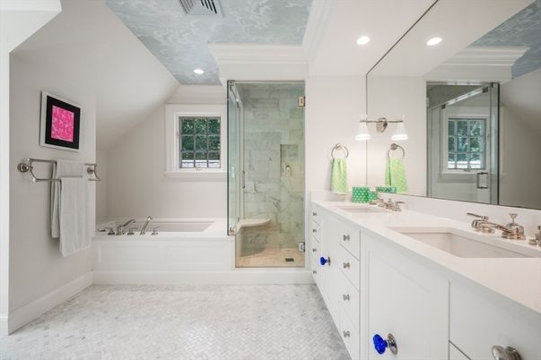 Bathroom, Dual Sink Vanities, Glass Shower, Interior, Recessed Lighting