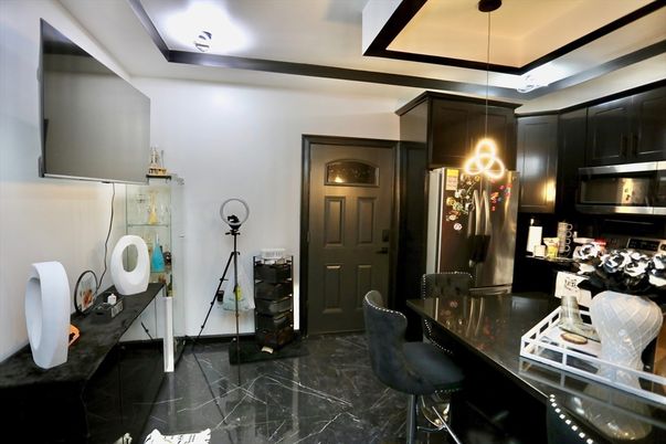 Home Office, Interior, Marble, Pendant Lights, Recessed Lighting