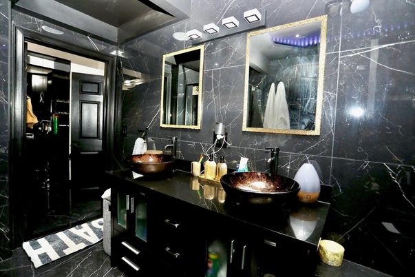 Bathroom, Dual Sink Vanities, Interior, Marble Walls