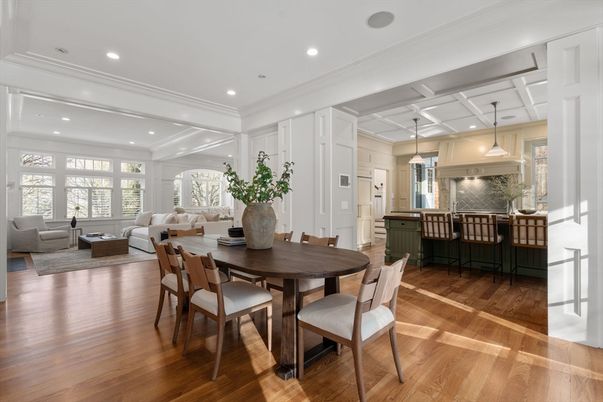 Dining room, Interior, Kitchen, Living room, Pendant Lights, Recessed Lighting, Wood Texture Flooring