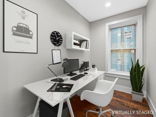 Home Office, Interior, Recessed Lighting, Wood Texture Flooring