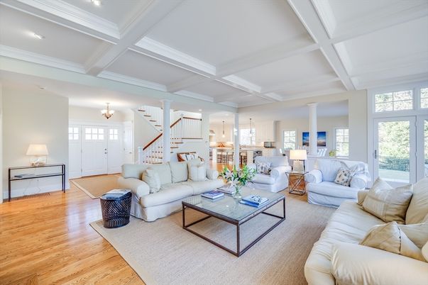 Interior, Kitchen, Living room, Pendant Lights, Recessed Lighting, Wood Texture Flooring