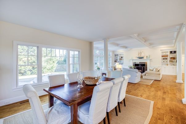 Dining room, Fireplace, Interior, Living room, Wood Texture Flooring