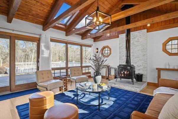 Fireplace, Interior, Living room, Stone Walls, Wooden Beams, Wooden Ceilings, Wood Texture Flooring