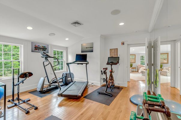 Fitness Equipment, Interior, Recessed Lighting, Wood Texture Flooring