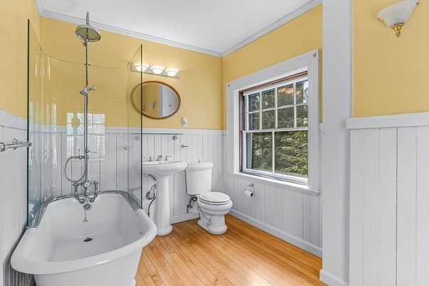 Bathroom, Free Standing Baths, Interior, Wood Texture Flooring