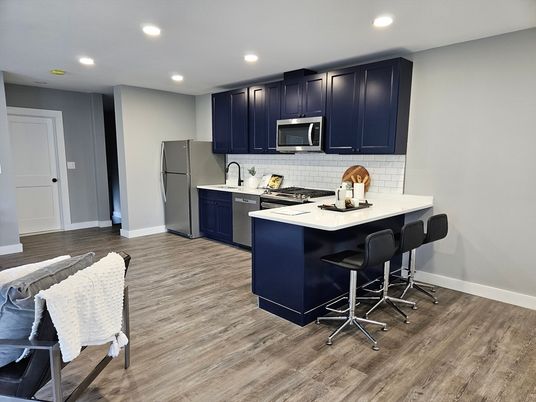 Interior, Kitchen, Recessed Lighting, Wood Texture Flooring