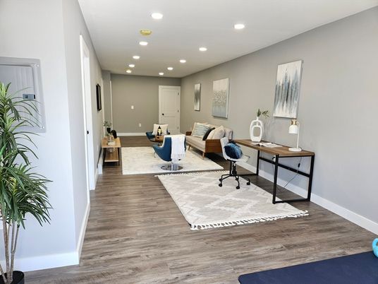 Home Office, Interior, Recessed Lighting, Wood Texture Flooring