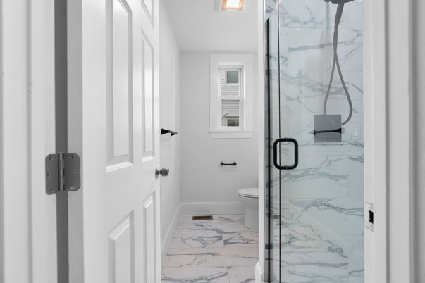 Bathroom, Glass Shower, Interior, Marble, Marble Walls