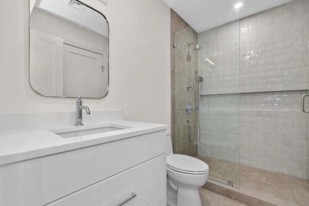 Bathroom, Glass Shower, Interior, Recessed Lighting