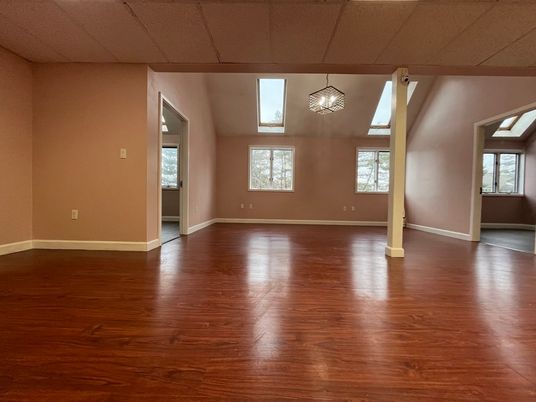 Empty room, Interior, Pendant Lights, Wood Texture Flooring