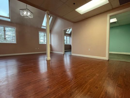 Empty room, Interior, Pendant Lights, Wood Texture Flooring