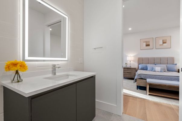 Bathroom, Bedroom, Interior, Recessed Lighting, Wood Texture Flooring