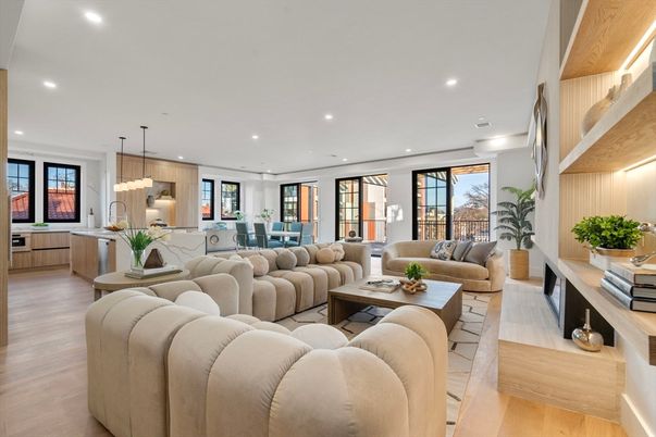 Dining room, Interior, Kitchen, Living room, Pendant Lights, Recessed Lighting, Wood Texture Flooring