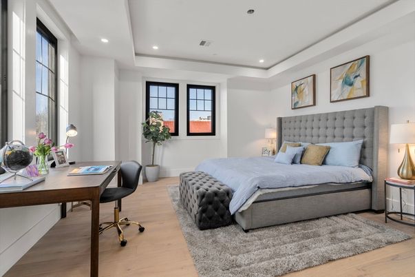 Bedroom, Home Office, Interior, Recessed Lighting, Wood Texture Flooring