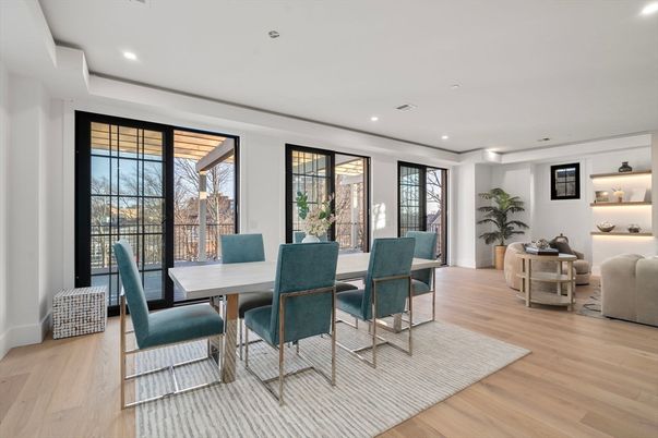 Dining room, Interior, Recessed Lighting, Wood Texture Flooring