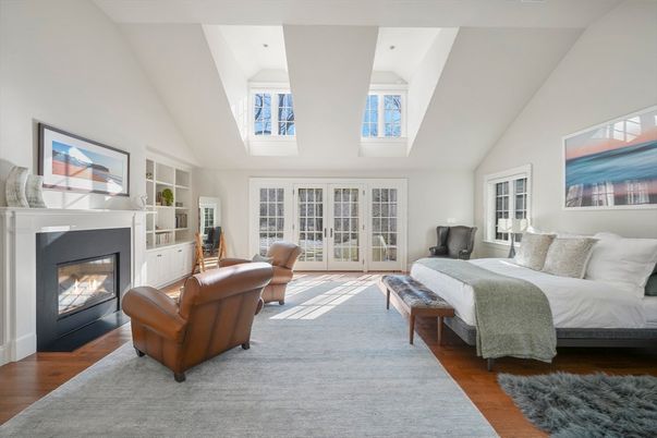 Bedroom, Fireplace, Interior, Wood Texture Flooring