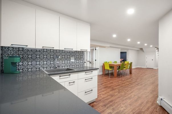 Dining room, Interior, Kitchen, Recessed Lighting, Wood Texture Flooring
