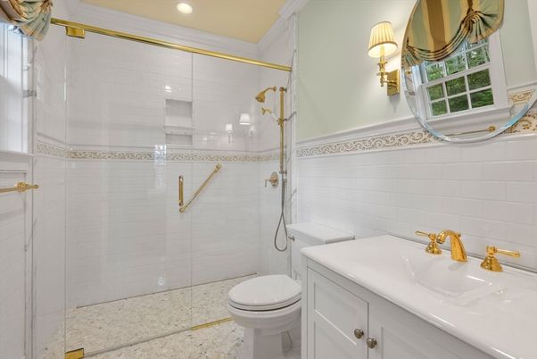 Bathroom, Glass Shower, Interior, Recessed Lighting