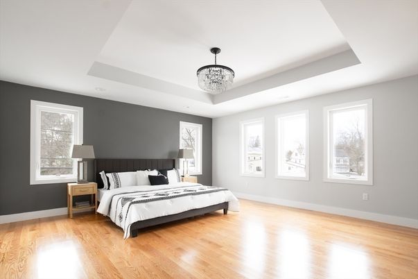 Bedroom, Chandelier, Interior, Wood Texture Flooring