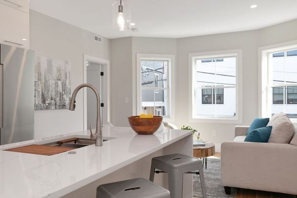 Interior, Kitchen, Living room, Pendant Lights, Recessed Lighting, Wood Texture Flooring