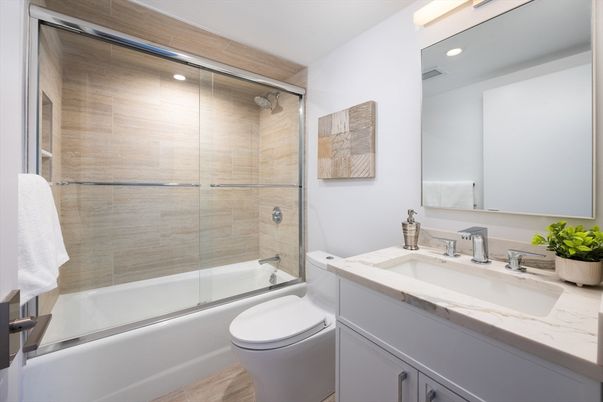 Bathroom, Glass Shower, Interior, Recessed Lighting