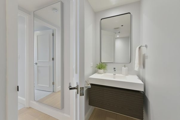 Bathroom, Interior, Recessed Lighting, Wood Texture Flooring
